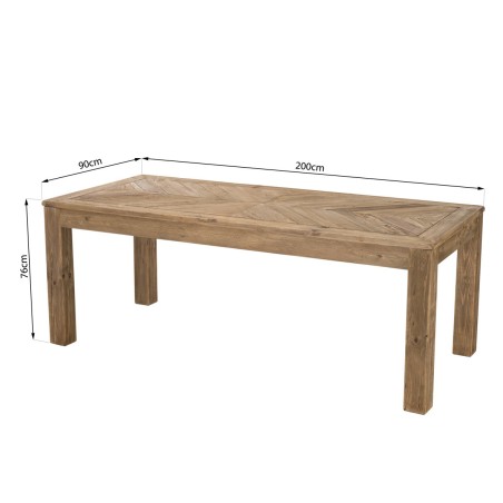 SANDY Brown Rectangular Dining Table 200x90cm - Recycled Pine