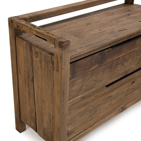 SANDY - Brown Chest of Drawers with 2 Drawers, Recycled Pine Wood