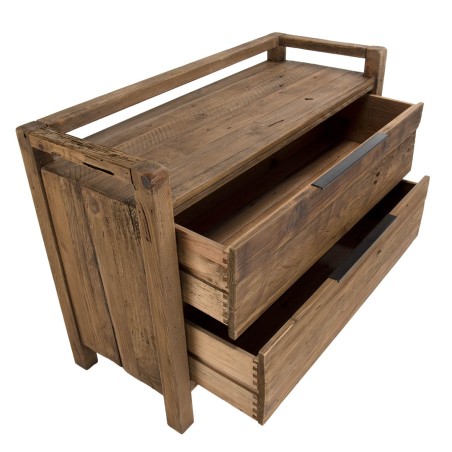 SANDY - Brown Chest of Drawers with 2 Drawers, Recycled Pine Wood
