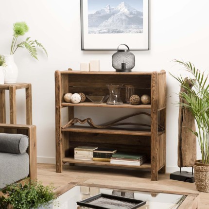 Étagère marron 3 niveaux bois Pin recyclé - SANDY