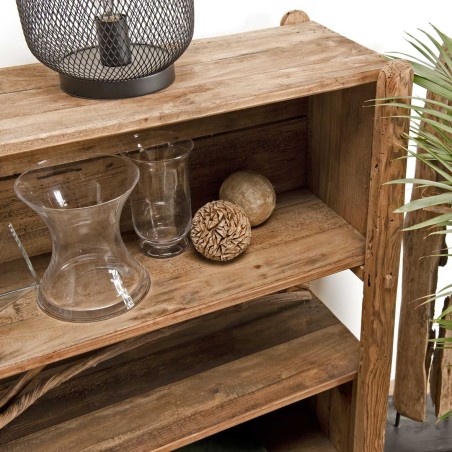 SANDY - Brown 3-tier Recycled Pine Wood Shelf
