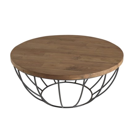 Table basse ronde SIXTINE en teck recyclé - 80x80cm