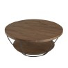 SIXTINE Round Shell Coffee Table 80x80cm Double Top Recycled Teak Black Metal