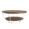 Table basse coque ronde 80x80cm teck recyclé métal blanc