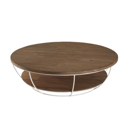 Table basse ronde SIXTINE en teck recyclé - 120x120cm