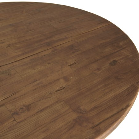 SIXTINE Round Coffee Table 120x120cm Recycled Teak White Metal