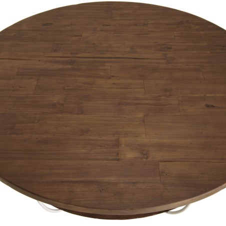 Table basse ronde SIXTINE en teck recyclé - 120x120cm