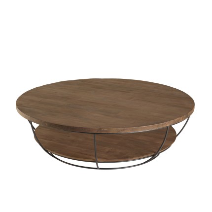 Table basse ronde SIXTINE en teck recyclé 120x120cm