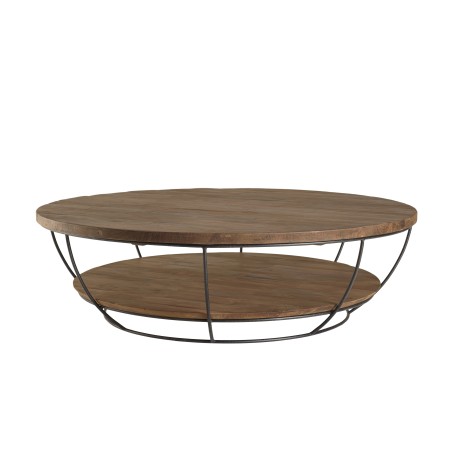 Table basse ronde SIXTINE en teck recyclé 120x120cm