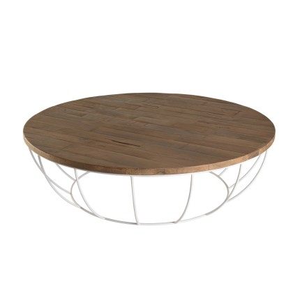 Table basse ronde en teck recyclé SIXTINE 120x120cm