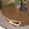 SIXTINE Round Shell Coffee Table 80x80cm Double Top Recycled Teak Black Metal