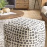SACHA Square Pouf 46x46cm Cotton Fabric Grey Polka Dots