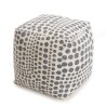 Pouf carré SACHA 46x46cm - Tissu coton imprimé pois gris