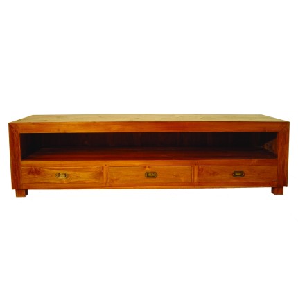 API Brown 3-drawer Teak Wood TV Stand - Premium Solid Teak