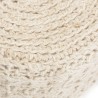 SACHA - Round Bohemian Stool, 40 x 40 cm, Wood and Ivory Wool