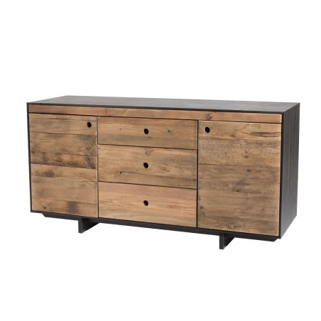 Buffet DANDY - Bois Pin recyclé naturel et noir