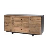 DANDY Sideboard - Natural and Black Recycled Pine - 2 Doors 3 Drawers
