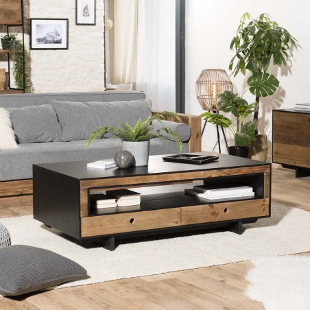 Table basse DANDY en bois de pin recyclé