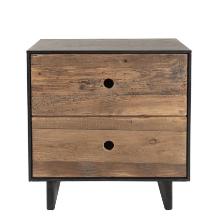 DANDY - 2 Drawer Recycled Pine and Black Bedside Table