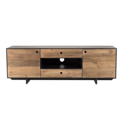Meuble TV DANDY en pin recyclé naturel et noir