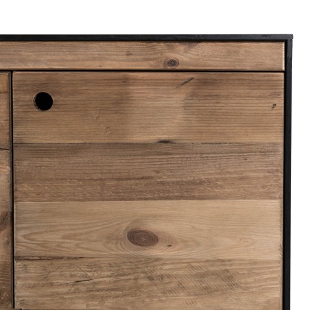 DANDY Sideboard - Natural and Black Recycled Pine - 4 Doors