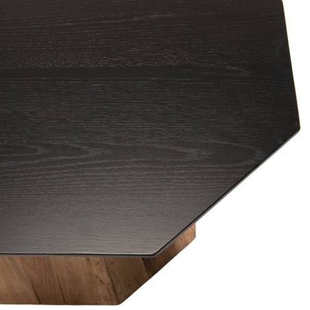 DANDY Octagonal Coffee Table - Recycled Pine Wood, Black Top