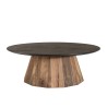 DANDY Round Coffee Table 90x90cm - Recycled Pine with Black Top