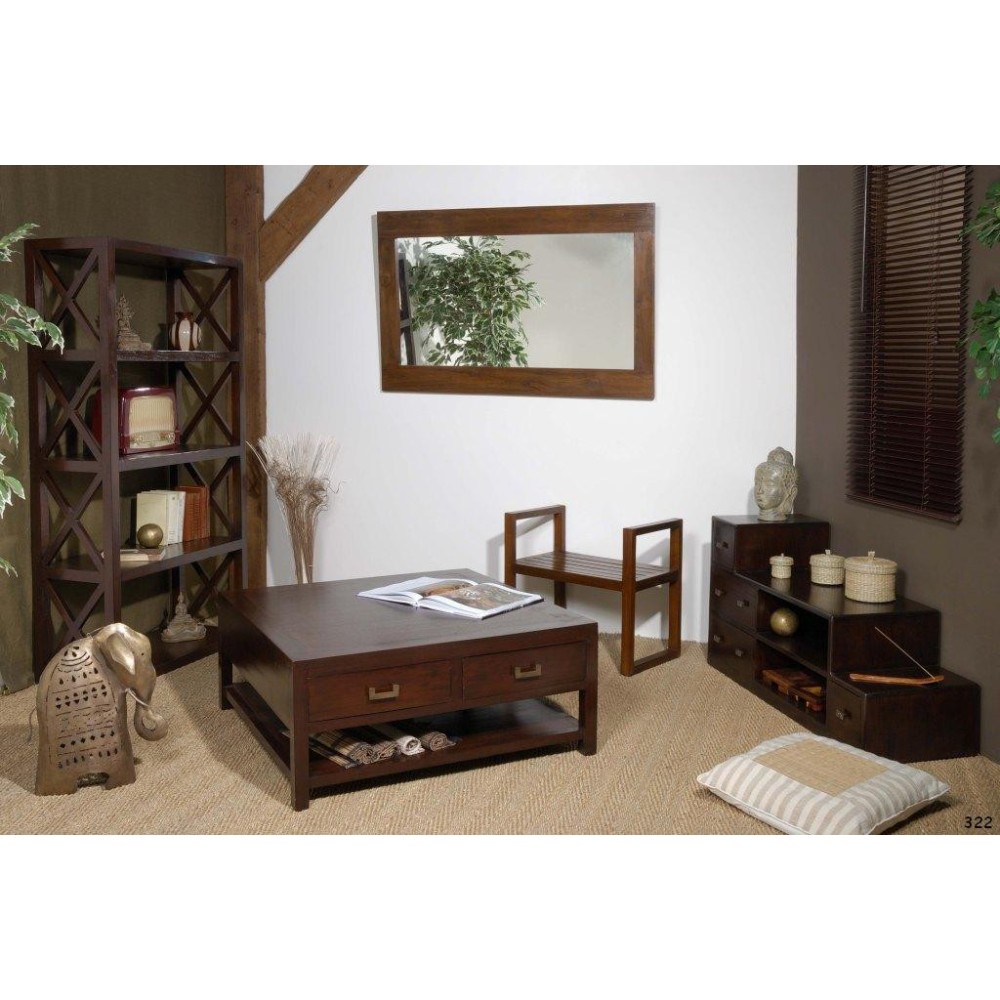 LORINE Brown 4-tier Lattice Shelf Mindi Wood LORINE Brown 4-tier Lattice Shelf Mindi Wood