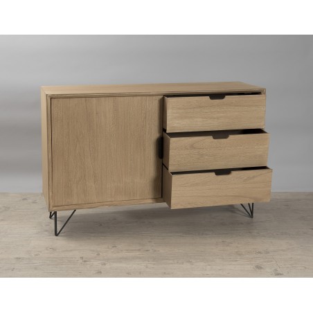 MARGAUX Natural Wood Sideboard with 1 Door and 3 Drawers