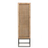 DORIA - Black Metal Wardrobe 1 Door 2 Shelves Natural Cane