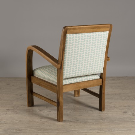 Fauteuil bois teck WALLY - Tissu bleu clair - Design et confort