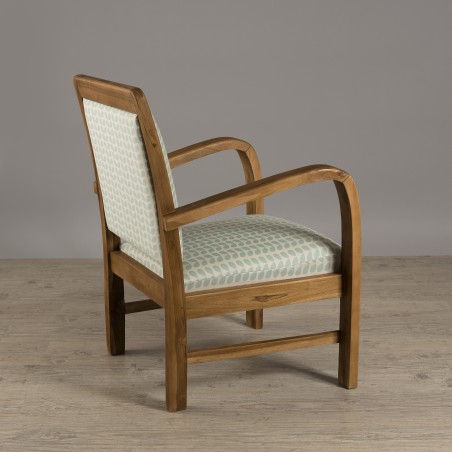 Fauteuil bois teck DAK - Tissu bleu clair - Design et confort
