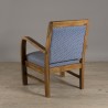 WALLY Teak Wood Armchair with Blue Scandinavian Fabric