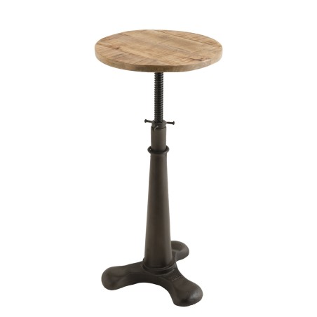 Tabouret industriel ROMAIN - Acacia recyclé et métal gris anthracite
