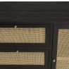 YANIS Black Pine Sideboard with 3 Drawers and 2 Cane Doors