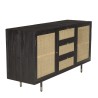 Buffet YANIS - Bois Pin Noir 3 Tiroirs 2 Portes Cannage