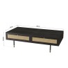 YANIS Black Pine Coffee Table with 4 Drawers and Cane Top