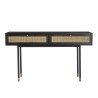 YANIS - Black Pine Wood Console with 2 Cane Drawers