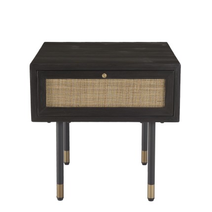 Chevet YANIS - Bois Pin Noir 1 tiroir cannage