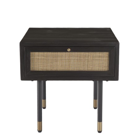 Chevet YANIS - Bois Pin Noir 1 tiroir cannage