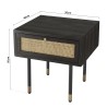 YANIS Black Pine Bedside Table with 1 Drawer and Cane Top
