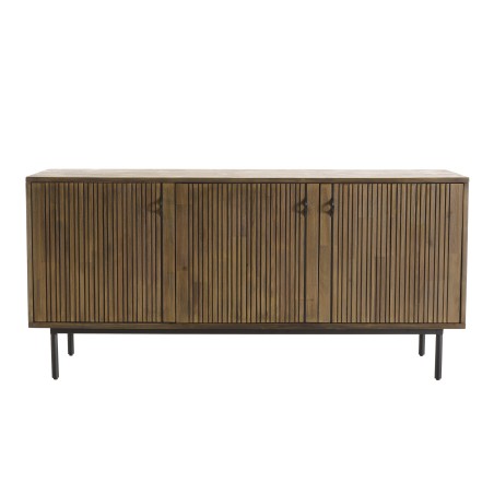 GINO Brown Buffet 3 Doors Acacia Black Metal Legs