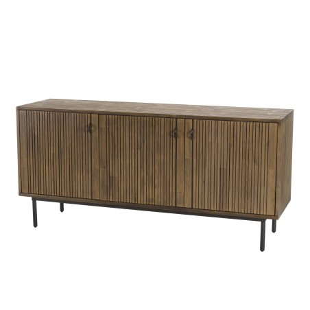 GINO Brown Buffet 3 Doors Acacia Black Metal Legs