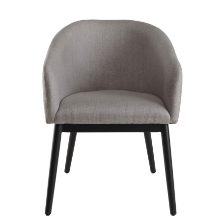 GINO - Set of 2 Light Grey Fabric Chairs with Black Metal Legs