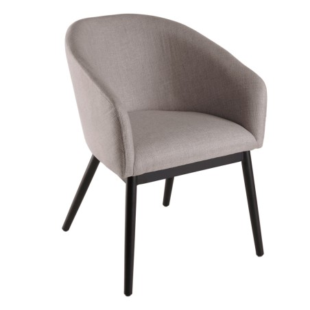 GINO - Set of 2 Light Grey Fabric Chairs with Black Metal Legs