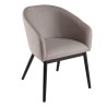 GINO - Set of 2 Light Grey Fabric Chairs with Black Metal Legs