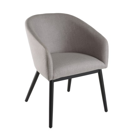 GINO - Set of 2 Light Grey Fabric Chairs with Black Metal Legs