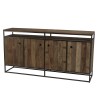 SIXTINE Brown Buffet 4 Doors 1 Shelf Mahogany Recycled Metal