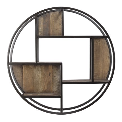 Étagère murale ronde SIXTINE 80x80cm bois Mahogany
