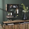 SIXTINE Square Brown Wall Shelf 80x80cm - Mahogany Wood Black Metal
